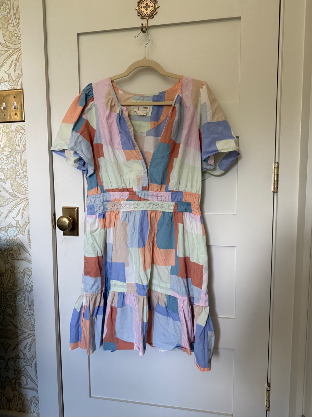 Anthropologie Somerset Pastel Colorblock Tiered Mini Dress